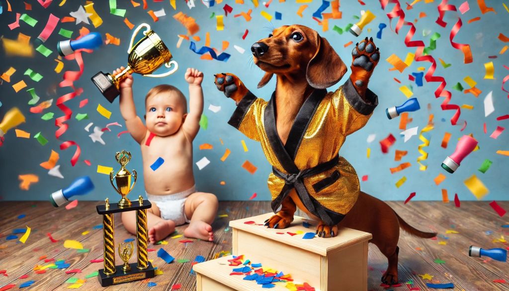 Who's Smarter? The Dachshund's Clever Tricks vs. the Baby's Quick Wits!