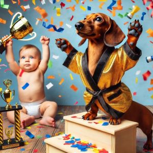 Who's Smarter? The Dachshund's Clever Tricks vs. the Baby's Quick Wits!